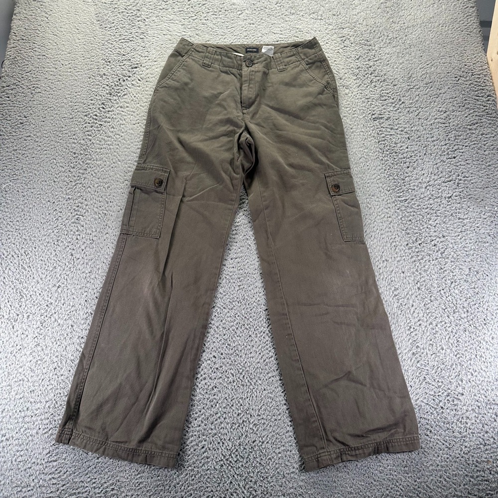 Dockers Pant Women's 6 Brown Cotton Cargo Straight Baggy Workwear Utility Hiking